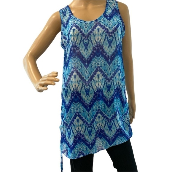 SISTER Size Medium Swim suit Cover up Blue and white - Picture 1 of 10
